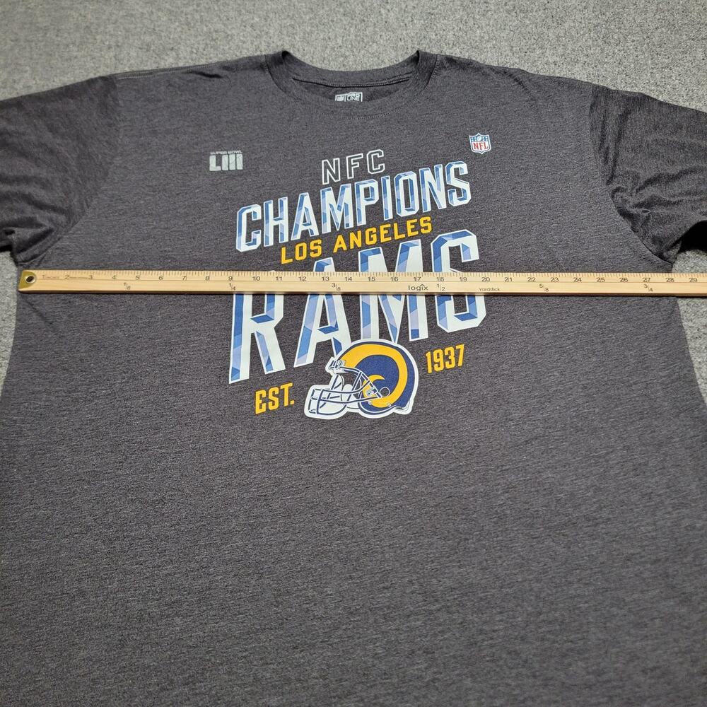 LA Rams Shirt Mens 3XL XXXL Gray Super Bowl LIII Graphic Long Sleeve Crewneck - Picture 9 of 9